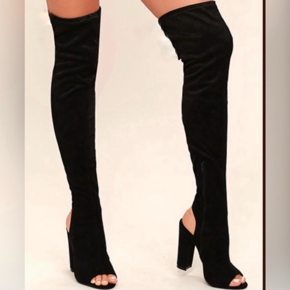 Charlotte Russe Black Peep-Toe Heeled Boots